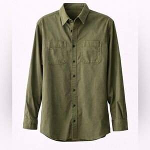 L.L.Bean Olive Green Button-Down Shirt Traditional Fit 99% Cotton Stretch M